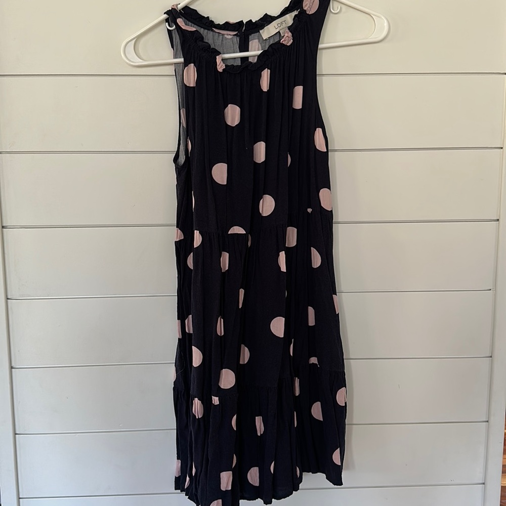 Loft navy/lavender swing dress size XS